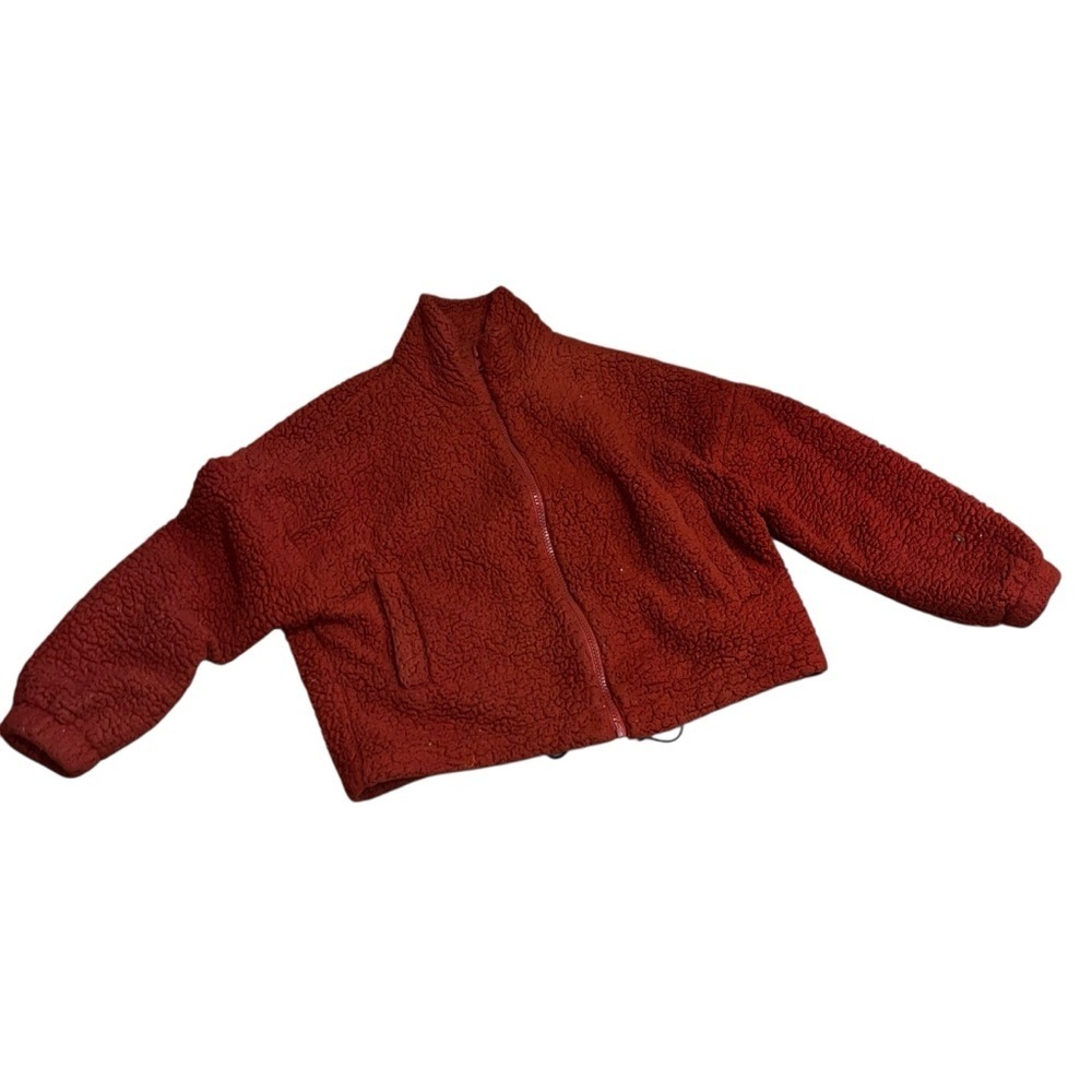Urban outfitters burnt orange teddy bears warm cozy fuzzy furry jacket medium M - Picture 2 of 8
